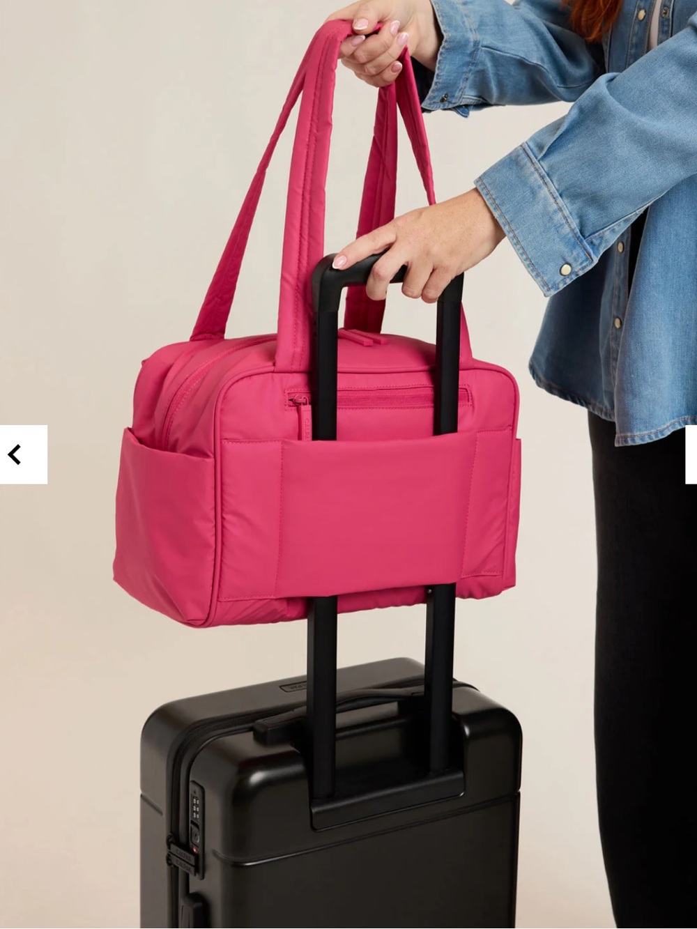 CALPAK Luka Mini Duffel in Dragonfruit Pink Limited Viral Travel Bag Luggage NWT - Picture 4 of 6